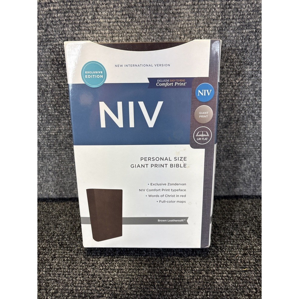 NIV Bible~Personal Size~Giant Print~Brown Leathersoft by Zondervan~Red Letter
